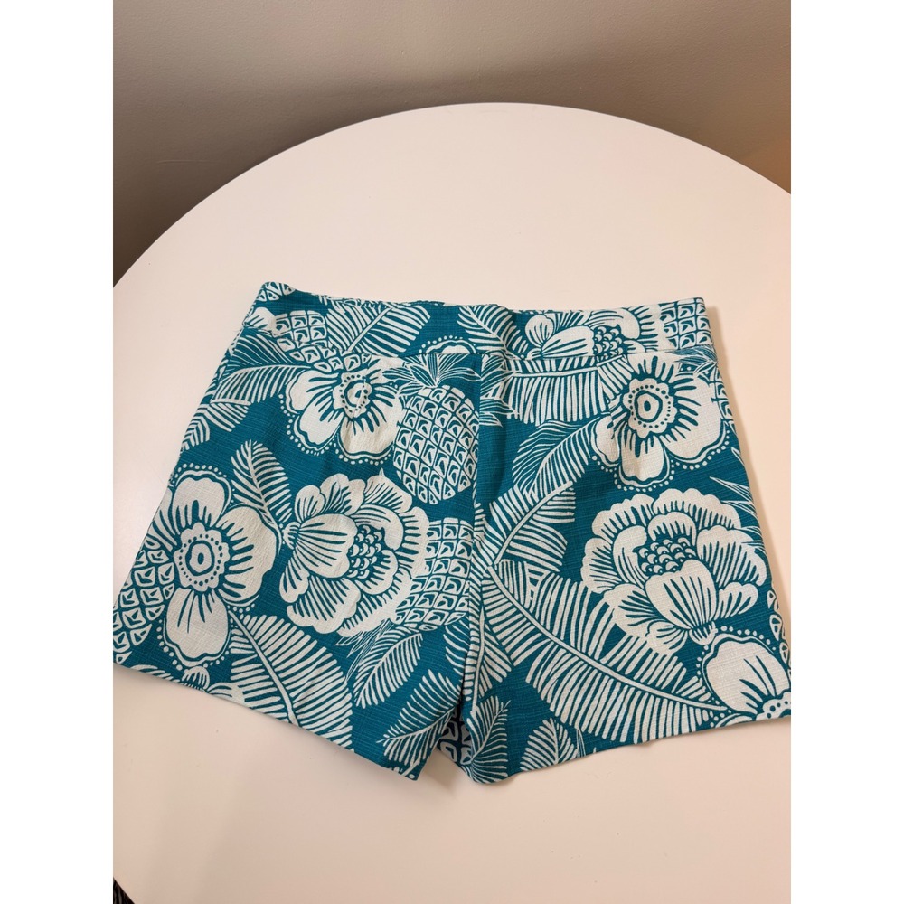 Trina Turk Corbin 2 Shorts Womens 6 Teal White New Floral Pineapple‎ Tropical - Picture 7 of 7